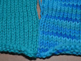 Seaming two pieces of knitting with mattress stitch