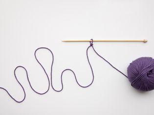 Knitting needle and yarn