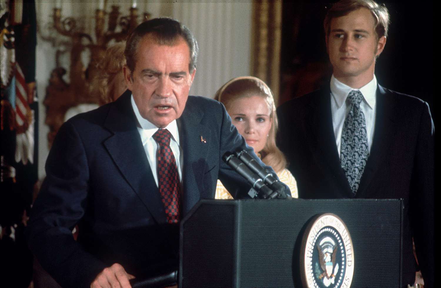 Richard Nixon announces his resignation from the White House, 9th August 1974.