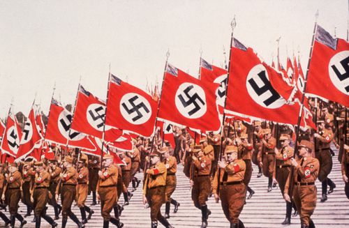 The entry of the colors, or Swastikas at the German National Socialist Party Day at Nuremberg, 1933