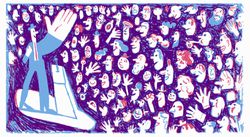 Cartoon of people applauding a politician