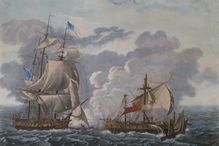 Naval battle between the HMS Java and the USS Constitution, December 29, 1812