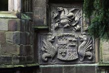 Coat of arms in the stone wall of a castle