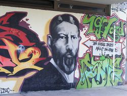 A graffiti portrait of Max Weber