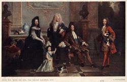 King Louis XIV with his son the Grand Dauphin from a painting by Nicolas de Largilliere.