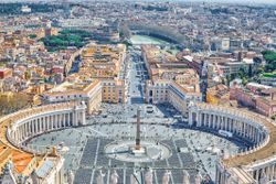 An overhead view of St. Peter's Square in the Vatican
