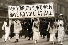Suffragettes march in New York City