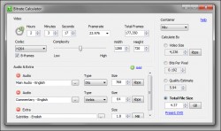 BitrateCalc screenshot