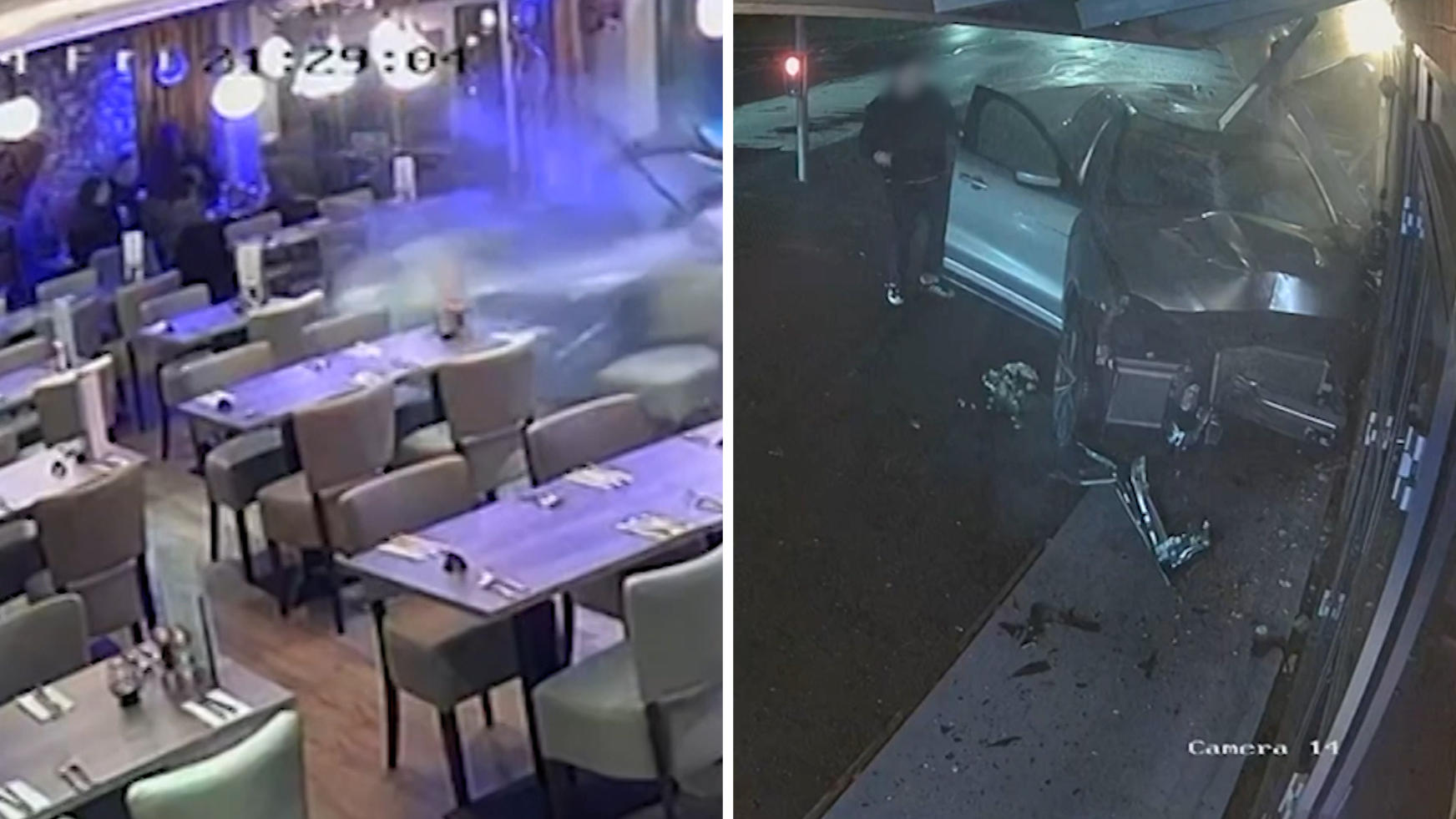 Betrunkener Autofahrer crasht in Restaurant Gäste entgehen knapp Unglück!