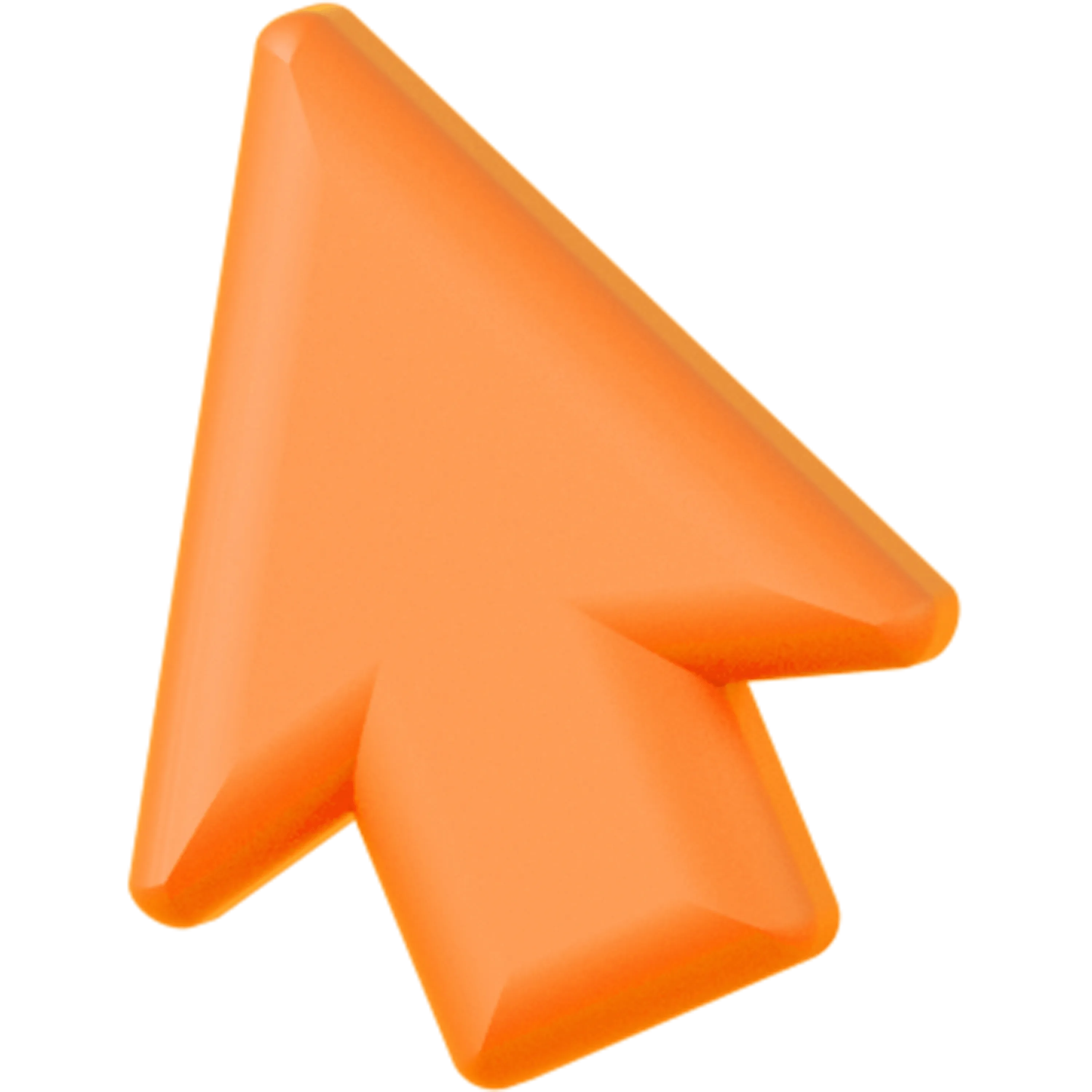 A 3D orange-red cursor icon.