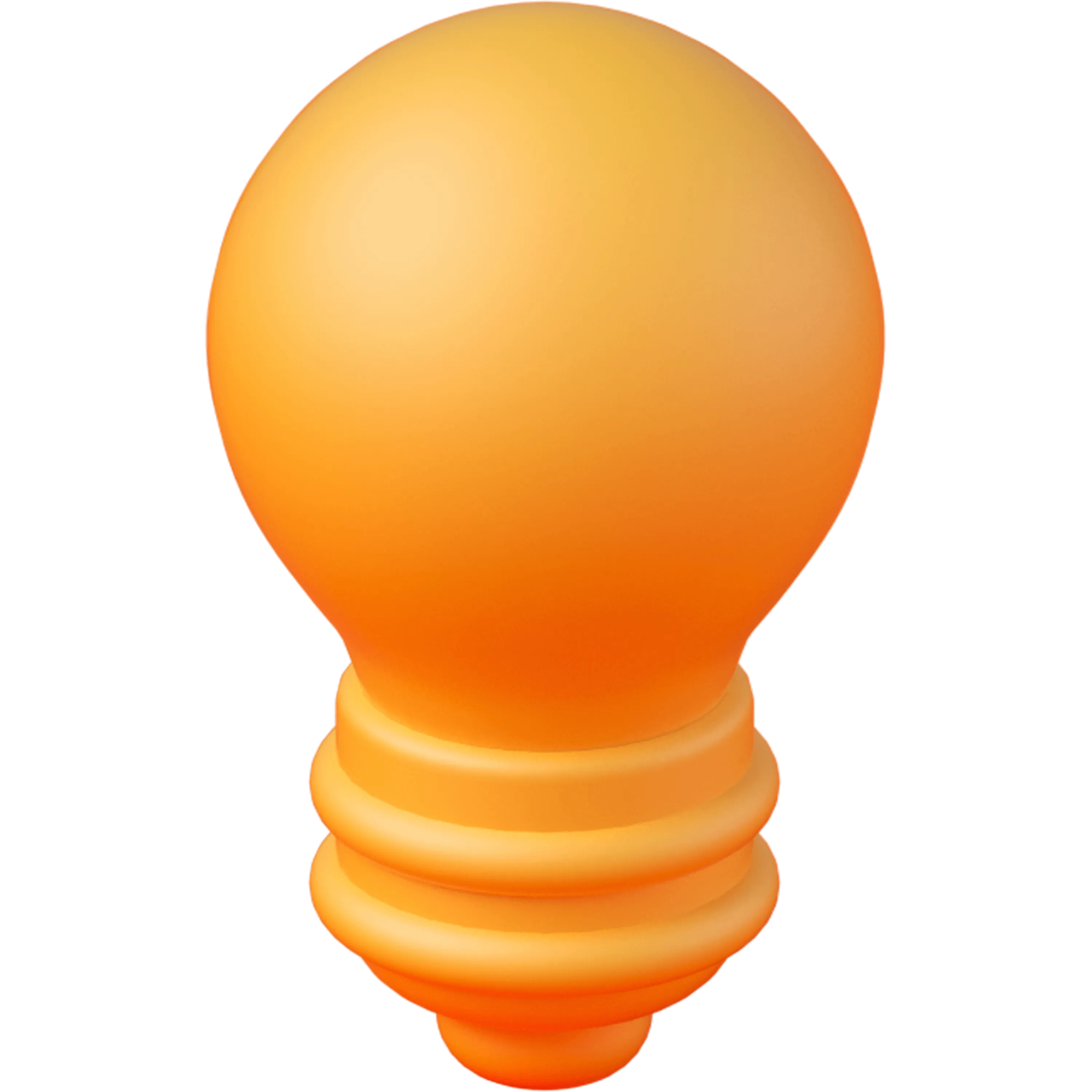 A 3D orange-red light bulb icon.