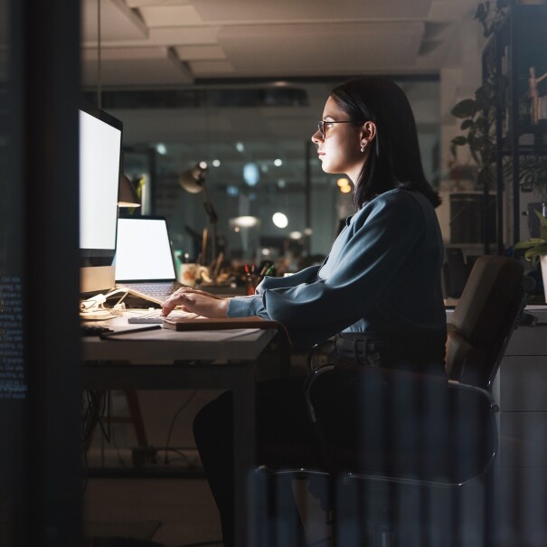 Bilder von Menschen, die an Computern arbeiten