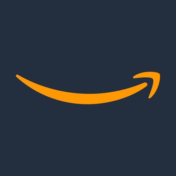 Amazon smile logo on squid ink background