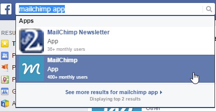Mailchimp app Facebook