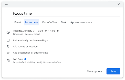 Focus timer is now an entry type in Calendar