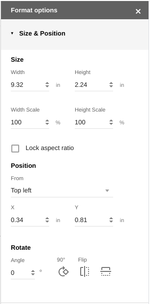 Size & position controls in Slides