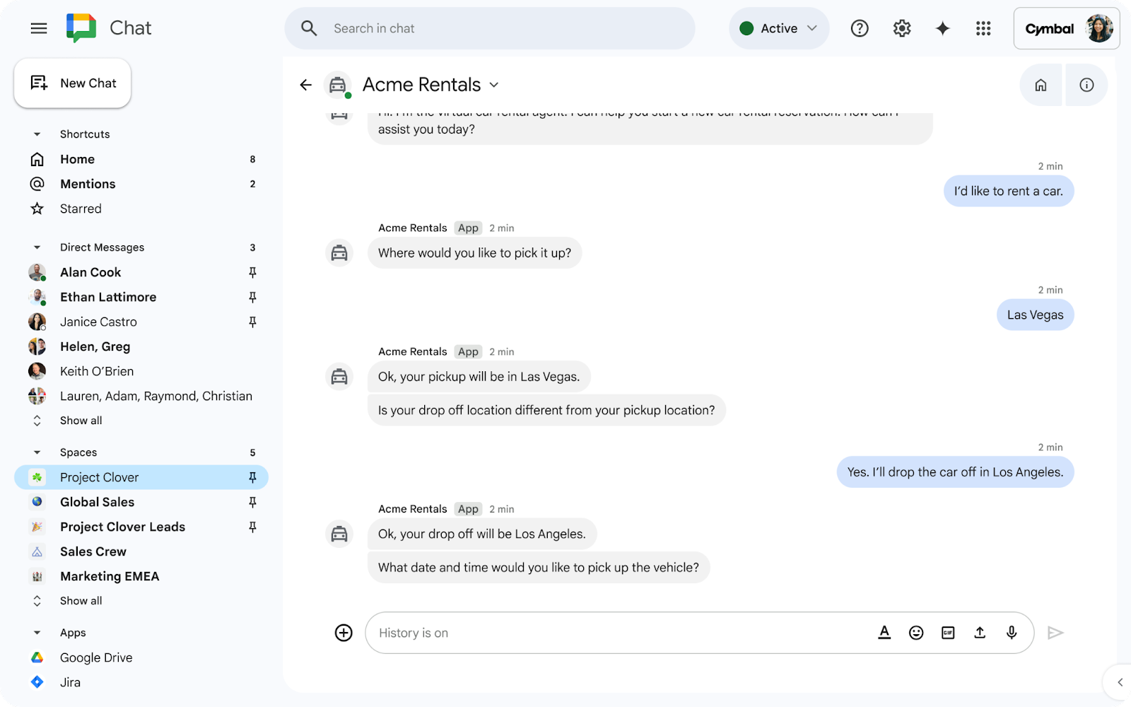 Build a Dialogflow CX Google Chat app that understands and responds with natural language