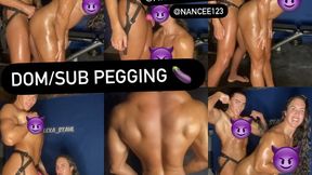 Lesbian Dominant & Submissive Pegging in Gym, Oiled Muscular Female Bodybuilders Fucking Strapon