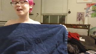 Silly slut teasing tits &amp; singing while folding clothes and hanging out with you