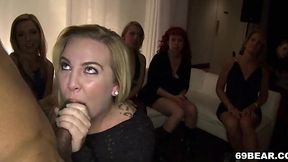 Group of Naughty Girls Gives Blowjobs at Party