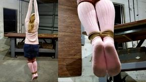 0100 Stretched in Slouch Socks Catherine Sterling Suspended in Slouch Socks and Sweater – A Custom Video! Knitwear in Pink over Pantyhose Pleases POV Playmate during Bondage Meet Up! HD Video