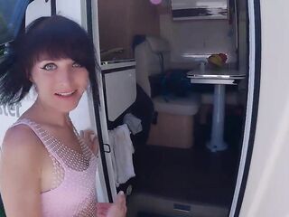 Festival Gal Screwed Hard in Campervan!!! Double CUM to Biggest Squirting Cunt