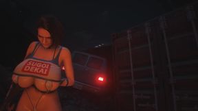 Girl with big huge boobs and bikini in the zombie world , Porno game