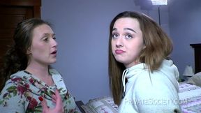 Nasty teen girls go lesbian for a first time