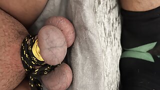 Cock And Ball Bondage, Acting As Chastity With Nipple Clamps And Crossdressing With Buttplug