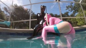 Hot Transgirl Cock stroking in the Pool with Nyxi_Leon