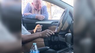 granddad offers a helping arm while cruising