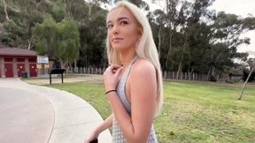 Cute blonde teen Blair Hudson fucks with buddy after quick date POV