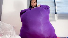 Sexy Camylle Does Body Inflation Stuffing Her Oversized Purple Jumper With Cotton