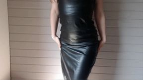 Farting in leather dress
