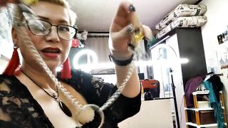 Old slutty lovers tests clitoris and nipple clamps, vulgar bitch