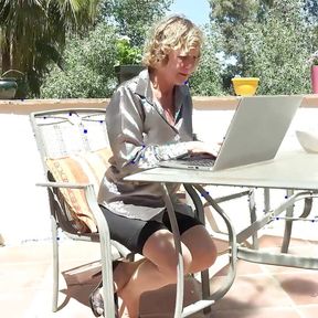 Auntjudys - Busty Mature MILF Mrs. M - Outdoor Office Masturbation