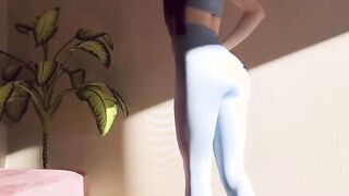 Hot Sex in Yoga Pants Fucked Creamy Pussy Eats Cum
