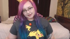 Sensual BBW kitten  with colored hair and shaking bubble