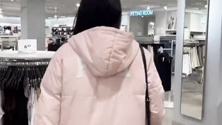 Shopping at H&M with Kaira Nisha - Fitting room orgasm and outdoor flashing