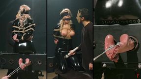 All-inclusive tickling for tied topless Kristina in a catsuit and vibrator stimulation (HD 720p MP4)