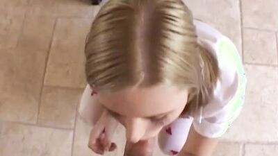 POV blonde asked to be ass drilled after giving a sloppy blowjob