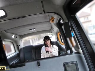 Fake Taxi - Nerdy virginal looking Italian beauty in glasses with wet large breasts and overweight booty takes wicked stripped selfies in the back of the taxi in advance of reaching climax with a large dong