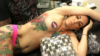 Marie Bossette Finishes Her Rib Tattoo
