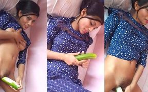 Horny Indian Girl Masturbates with Cucumber Milky Pussy, Sex Lover Masturbates Her Tight Pussy and Creamy Cum Tamil Sex Video