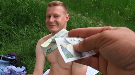 Hot Dude Sunbathing Fully Naked In The Lake And A Stranger Offers Him Money For His Dick