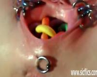 Shared by BadBoySluts - Extremely bizarre pierced vaginal insertions