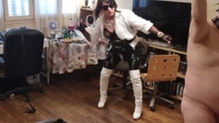 Hard whipping session by tranny mistress in boots