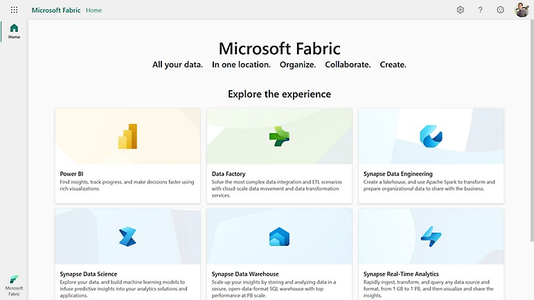 The Microsoft Fabric homepage