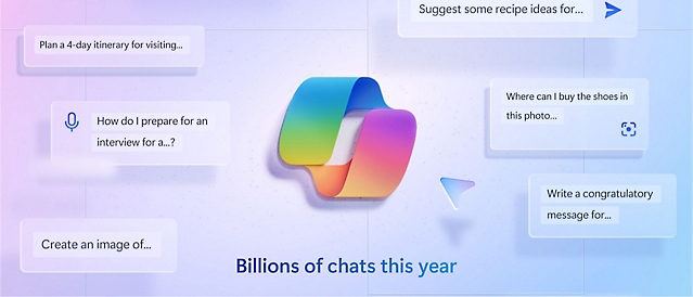 Copilot-Logo mit Milliarden von Chats in diesem Jahr
