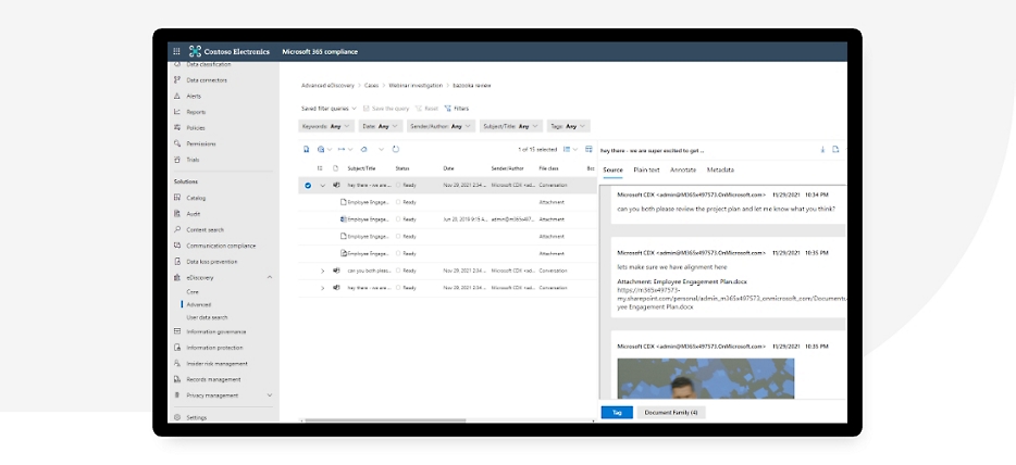 A webinar investigation in Microsoft 365 compliance